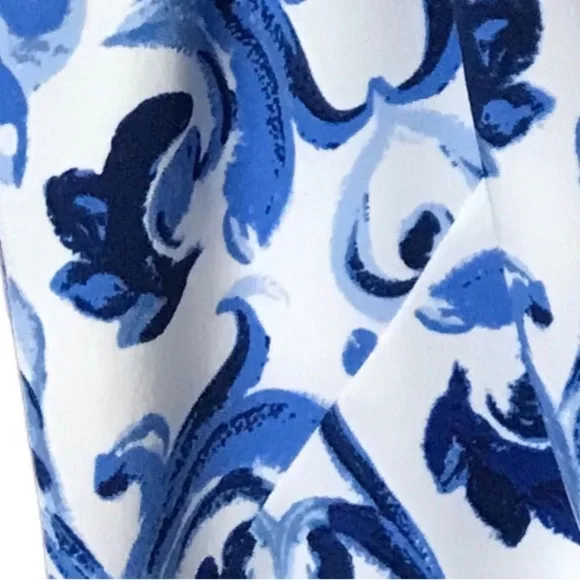 Ralph Lauren dress sz 10 sleeveless midi blue white artisan print classy elegant - Picture 8 of 11